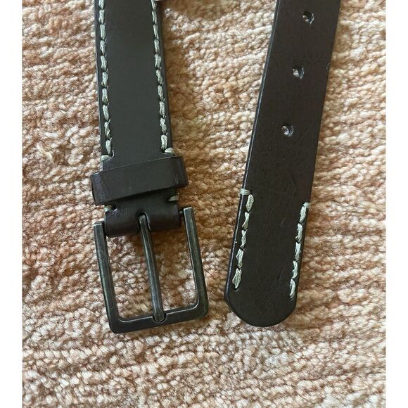 Men’s Brown Genuine Leather Belt M 31x1.5” Contrast Stitch Metal Buckle - Picture 5 of 6